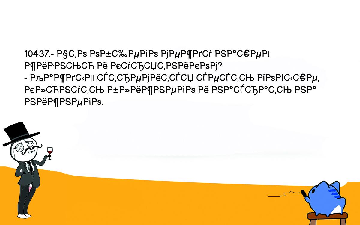 Анекдоты, шутки, приколы. <br />
10437.- Что общего между нашей жизнью и курятником?<br />
- Каждый стремится сесть повыше, клюнуть ближнего и насрать на <br />
нижнего.<br />
