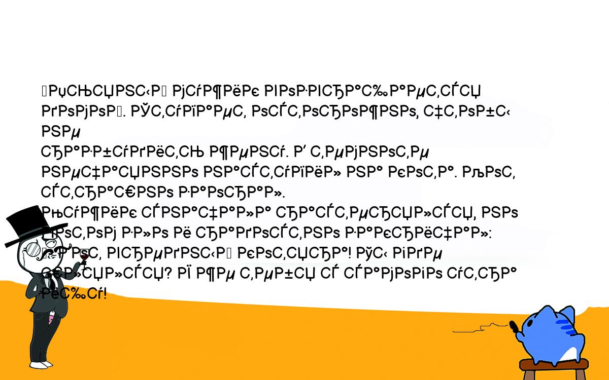 Анекдоты, шутки, приколы. <br />
	Пьяный мужик возвращается домой. Ступает осторожно, чтобы не <br />
разбудить жену. В темноте нечаянно наступил на кота. Кот страшно заорал. <br />
Мужик сначала растерялся, но потом зло и радостно закричал:<br />
	- Вот вредный котяра! Ты где шлялся? Я же тебя с самого утра ищу!<br />
